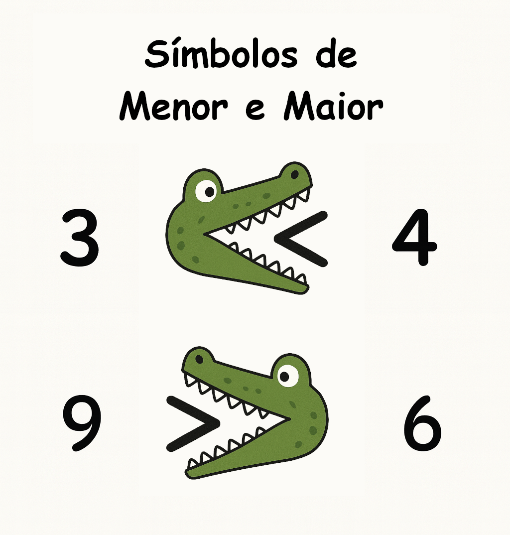 Símbolos de Menor, Igual e Maior com Jacaré